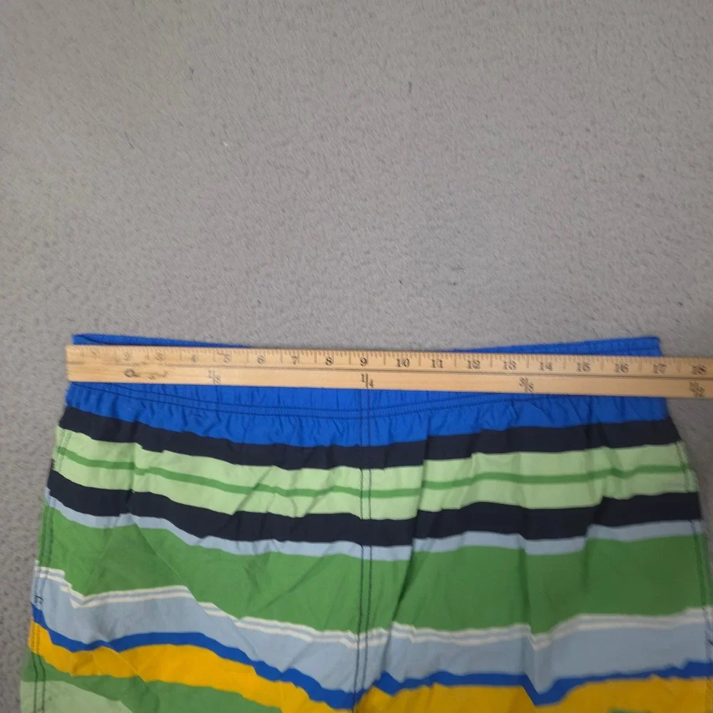 Vintage Nautica Swim Trunks Mens Large 34 Striped Blue Green Yellow Lined Shorts